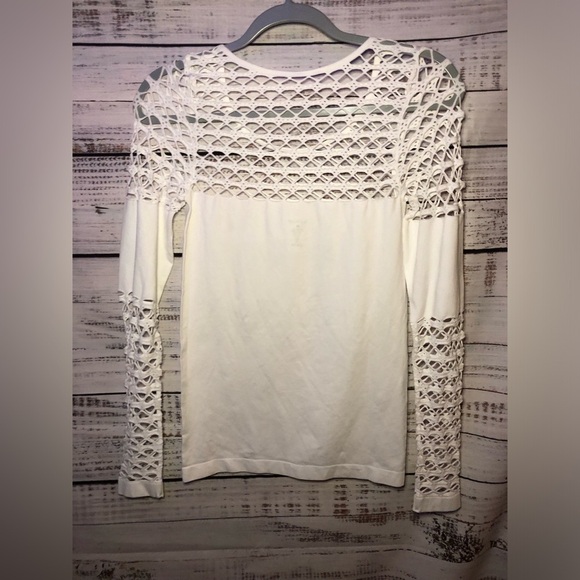 VENUS White Crochet Long Sleeve Top Medium - Picture 4 of 9